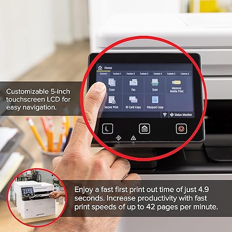Canon imageCLASS MF465dw - Monochrome, Duplex Wireless Laser Printer, All-in-One with Scanner, Copier, Fax, Home or Office, Auto Document Feeder, Mobile Ready, 42 PPM, White