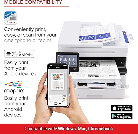 Canon imageCLASS MF465dw - Monochrome, Duplex Wireless Laser Printer, All-in-One with Scanner, Copier, Fax, Home or Office, Auto Document Feeder, Mobile Ready, 42 PPM, White